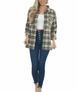 Kori America Beige Plaid Woven Shacket With Chest Pockets 14 Kori America Beige Plaid Woven Shacket With Chest Pockets