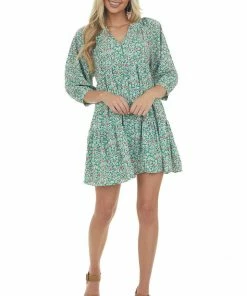 Entro Jade Floral Print Babydoll Woven Mini Dress