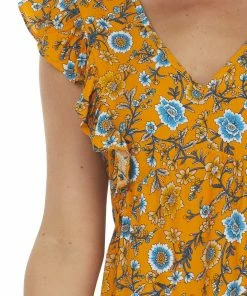 Umgee Honey Floral Print V Neck Tiered Short Dress