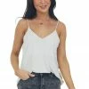 HYFVE Cloud Grey Flowy Knit Cami With V Neckline