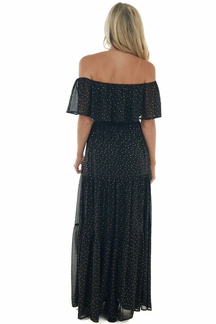 Flying Tomato Dresses Black And Gold Fleck Off Shoulder Maxi Dress 8 Flying Tomato Dresses Black And Gold Fleck Off Shoulder Maxi Dress