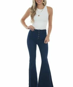 KanCan Dark Wash High Rise Super Flare Stretchy Jeans Bottoms