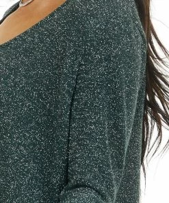143 Story Dark Green Long Sleeve Top With Silver Thread Details