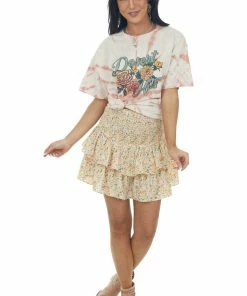 Sweet Claire Apricot Tie Dye 'Desert Hills' Oversized Tee Tops