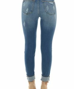 Judy Blue Medium Wash Distressed Skinny Jeans With Leopard Print Patch