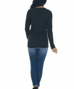 Vanilla Bay Black Ribbed Long Sleeve Henley Top 30 Vanilla Bay Black Ribbed Long Sleeve Henley Top