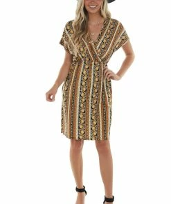 Haptics Mango And Black Striped Print Short Dress