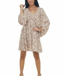 Jodifl Coconut Leopard Print Open Bubble Sleeve Dress