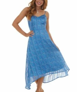 ROKOKO Sapphire Ditsy Floral Print High Low Dress Dresses