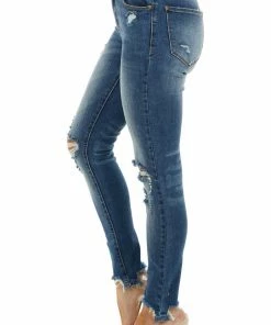 Special A Dark Wash Mid Rise Skinny Jeans With Distressed Details Bottoms 16 Special A Dark Wash Mid Rise Skinny Jeans With Distressed Details Bottoms