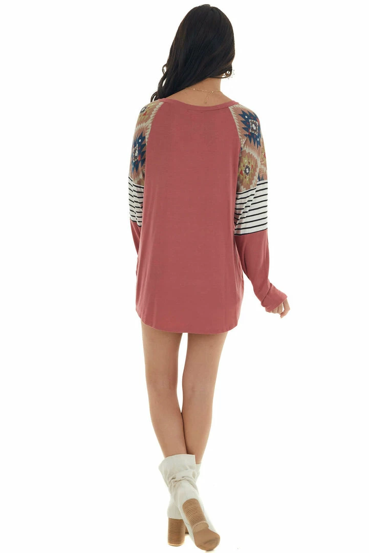 Lovely Melody Tops Marsala Soft Knit Top With Contrast Multiprint Long Sleeves 16 Lovely Melody Tops Marsala Soft Knit Top With Contrast Multiprint Long Sleeves