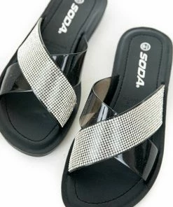 FORTUNE DYNAMIC Shoes Black And Rhinestone Criss Cross Strap Sandals 12 FORTUNE DYNAMIC Shoes Black And Rhinestone Criss Cross Strap Sandals