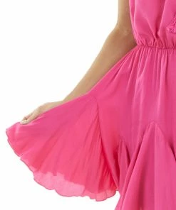 Main Strip Hot Pink Strapless Woven Short Dress With Flowy Ruffle Hem Dresses 31 Main Strip Hot Pink Strapless Woven Short Dress With Flowy Ruffle Hem Dresses