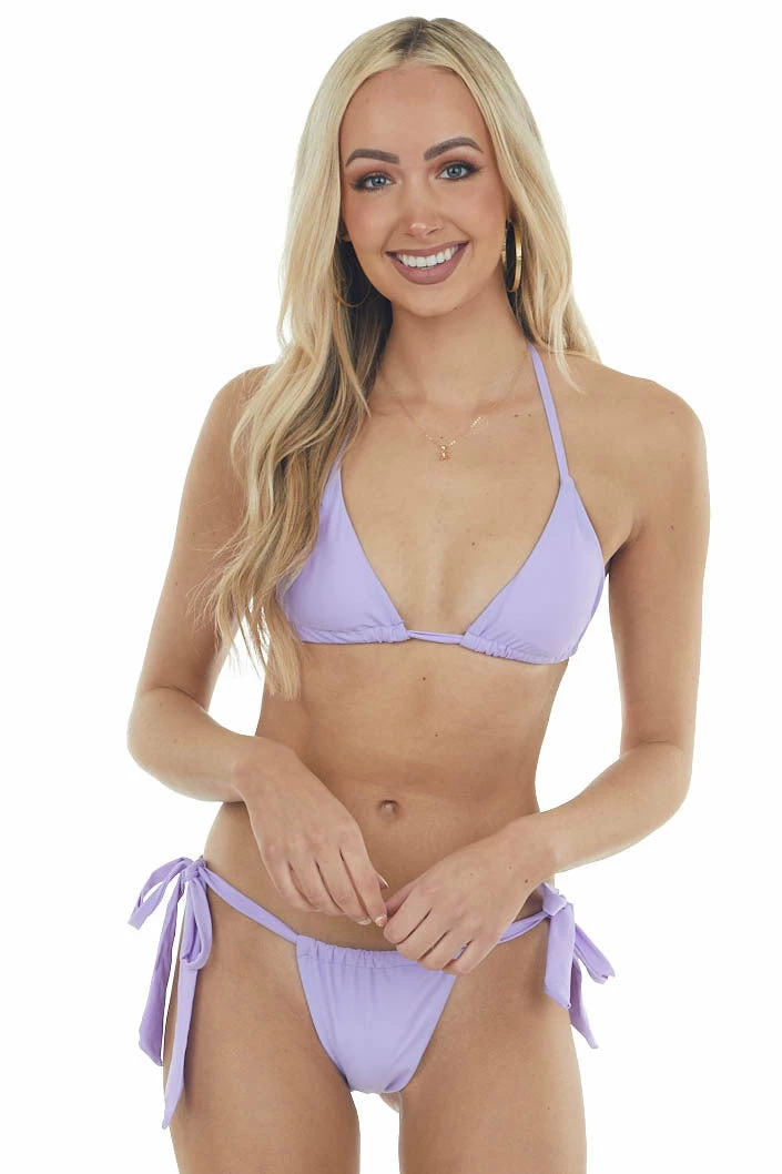 Mermaid Swimwear Lavender Strappy Bikini Set With Front Tie 5 Mermaid Swimwear Lavender Strappy Bikini Set With Front Tie