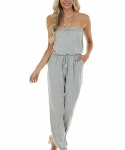 Eesome Dresses Steel Strapless Jumpsuit With Elastic Waist