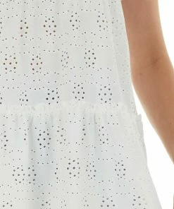 BiBi Ivory Eyelet Lace Tiered Sleeveless Top