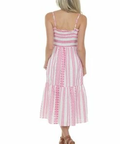 Umgee Magenta Abstract Striped Sleeveless Midi Dress 19 Umgee Magenta Abstract Striped Sleeveless Midi Dress