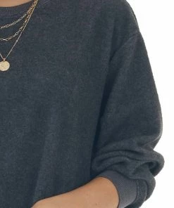 HYFVE Charcoal Brushed Knit Sweatshirt Short Dress Dresses