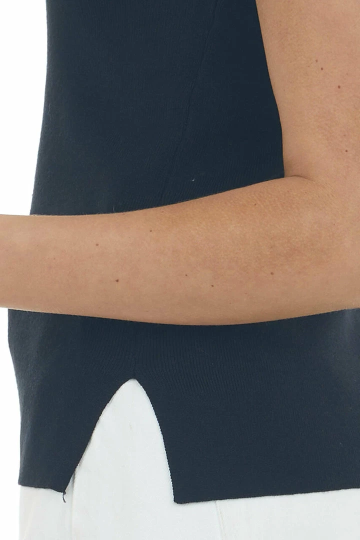 Eesome Tops Black High Neckline Ribbed Knit Tank Top 11 Eesome Tops Black High Neckline Ribbed Knit Tank Top