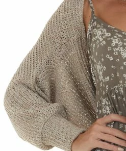 143 Story Latte Multi Tone Open Front Shrug Cardigan Tops