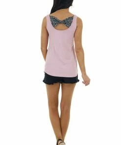 Celeste Design Baby Pink Sleeveless Knit Top With Printed Bow Detail Tops 27 Celeste Design Baby Pink Sleeveless Knit Top With Printed Bow Detail Tops