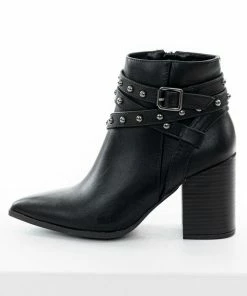 JP ORIGINAL CORP Shoes Black Strappy Studded Pointed Toe Booties 23 JP ORIGINAL CORP Shoes Black Strappy Studded Pointed Toe Booties
