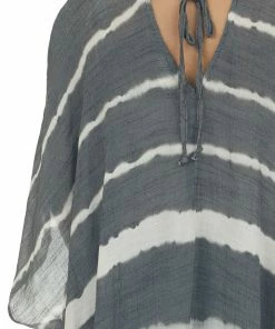 Umgee Shimmery Graphite Tie Dye Kimono With Back Tie Tops