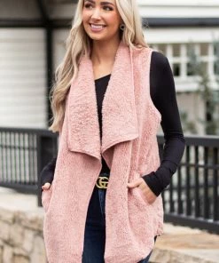 CY Fashion Dusty Punch Fuzzy Open Front Vest With Pockets Outerwear 19 CY Fashion Dusty Punch Fuzzy Open Front Vest With Pockets Outerwear