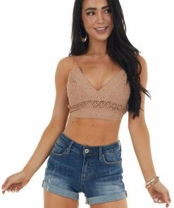 By Together Taupe Cut Out Bralette With Crochet Details Accessories