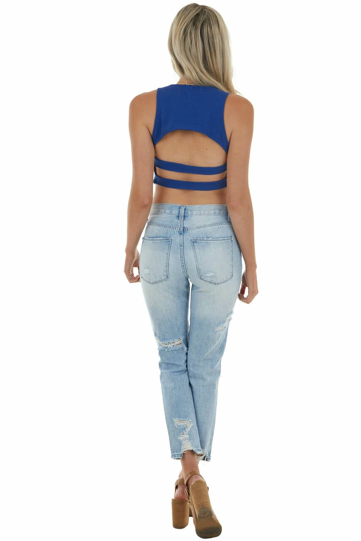 Peach Love Tops Royal Blue Sleeveless Strappy Open Back Top 16 Peach Love Tops Royal Blue Sleeveless Strappy Open Back Top