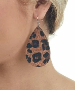 ART BOX Accessories Spice Brown Leopard Faux Fur Teardrop Earrings 13 ART BOX Accessories Spice Brown Leopard Faux Fur Teardrop Earrings
