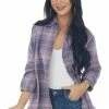 Blue B Lavender And Baby Pink Plaid Flannel Top Tops