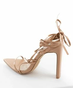 Kay Kay Fashion Shoes Peach Strappy Open Pointed Toe High Heels