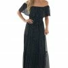 Flying Tomato Dresses Black And Gold Fleck Off Shoulder Maxi Dress