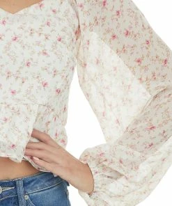 Peach Love Ivory Peplum Top With Baby Pink Floral Detail Tops 16 Peach Love Ivory Peplum Top With Baby Pink Floral Detail Tops