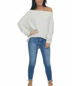 Lime Lush Coconut Off Shoulder Loose Dolman Brushed Top Tops