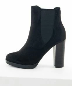 Legend Footwear Black High Heel Booties With Side Panel