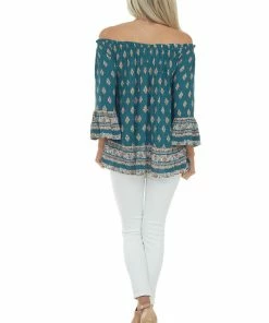 Nostalgia Pine Green Floral Print Blouse With Tie Detail