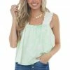 Umgee Lime Green Acid Wash Tank With Ruffled Straps
