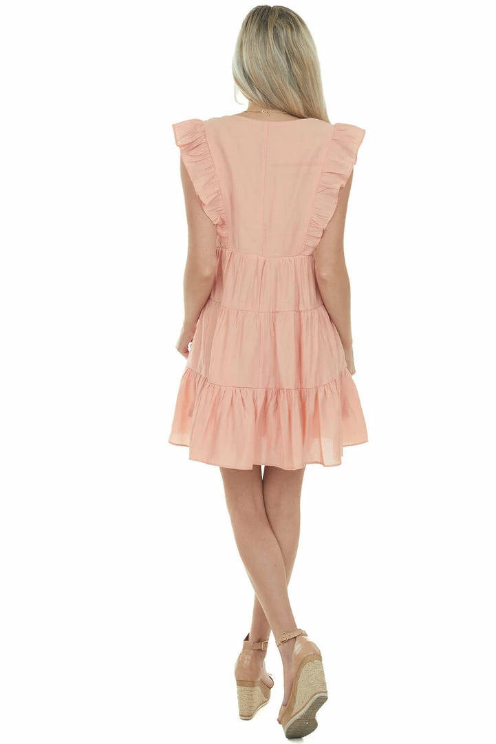 Umgee Melon V Neck Tiered Woven Mini Dress Dresses 13 Umgee Melon V Neck Tiered Woven Mini Dress Dresses