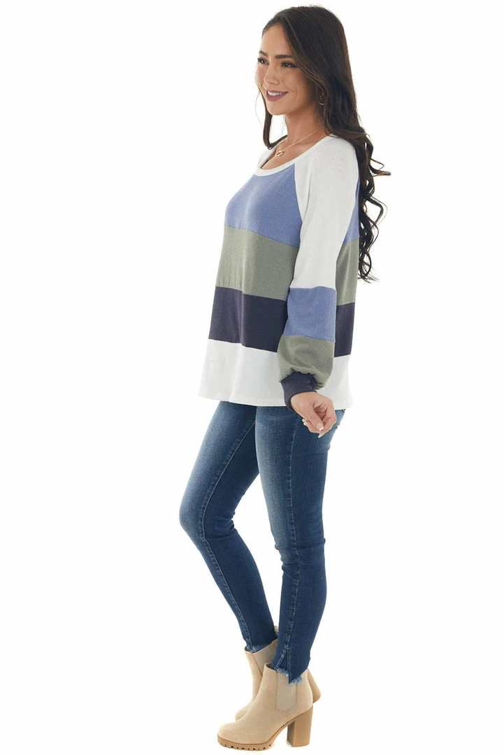 Ces Femme Dusty Blue Colorblock Long Sleeve Knit Top 14 Ces Femme Dusty Blue Colorblock Long Sleeve Knit Top