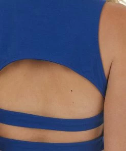 Peach Love Tops Royal Blue Sleeveless Strappy Open Back Top 33 Peach Love Tops Royal Blue Sleeveless Strappy Open Back Top