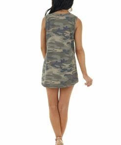 HEIMISH Dusty Olive Camo Print Tank Top With Printed Front Pocket 15 HEIMISH Dusty Olive Camo Print Tank Top With Printed Front Pocket