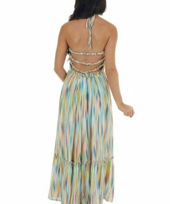 Davi & Dani Multicolor Striped Sleeveless Maxi Dress
