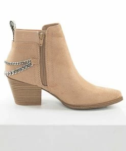 FORTUNE DYNAMIC Rich Latte Zip Up Booties With Chain Detail