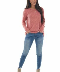 BiBi Melange Ruby Long Sleeve Thumb Hole Knit Top Tops 31 BiBi Melange Ruby Long Sleeve Thumb Hole Knit Top Tops