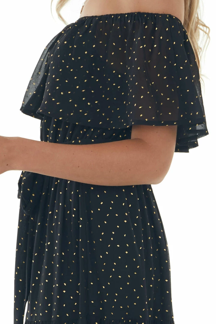 Flying Tomato Dresses Black And Gold Fleck Off Shoulder Maxi Dress 6 Flying Tomato Dresses Black And Gold Fleck Off Shoulder Maxi Dress