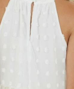 Andree Ivory Colorblock Swiss Dot Maxi Dress