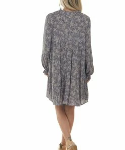143 Story Dresses Steel Grey Floral Print Long Sleeve Mini Dress 33 143 Story Dresses Steel Grey Floral Print Long Sleeve Mini Dress