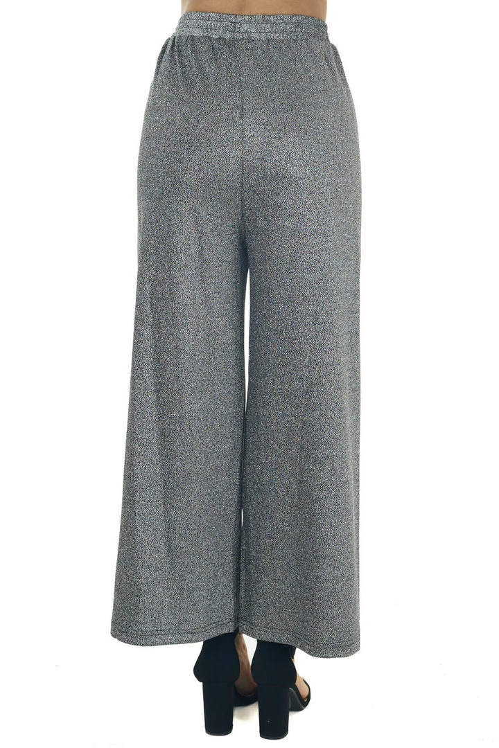 Nostalgia Black And Silver Stretchy Flowy Capri Pants 6 Nostalgia Black And Silver Stretchy Flowy Capri Pants